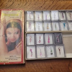 20 BINDI INDIAN BRIDAL BOLLYWOOD BELLY DANCE DOTS STICK ON TEMP TATTOO Rhineston